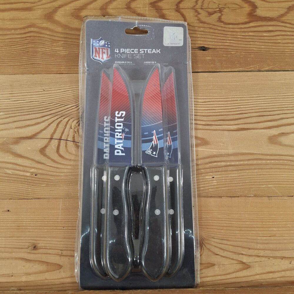 New England Patriots NFL Steak Knife Set 4 Piece BBQ Kitchen Cutlery New
